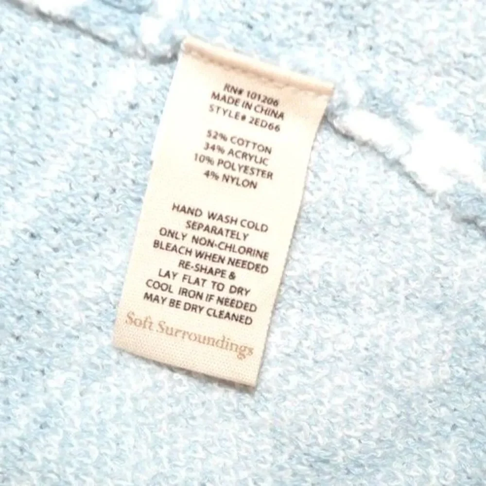 Soft Surroundings Open Front Cardigan Baby Blue Damask Oversized Sweater